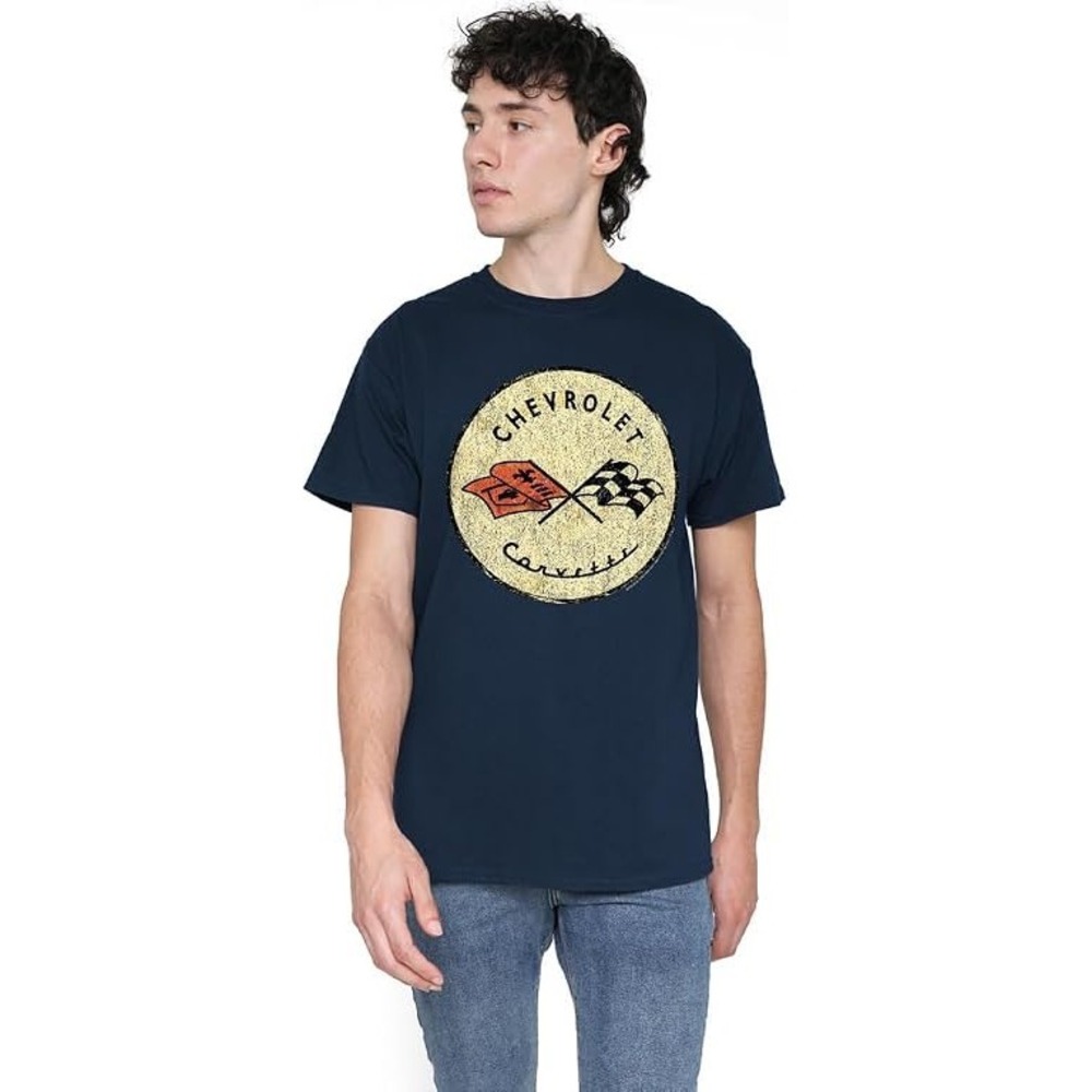 (CL) Jerzees Classics Chevrolet Corvette Graphic Tee Navy Blue Heather Mens M